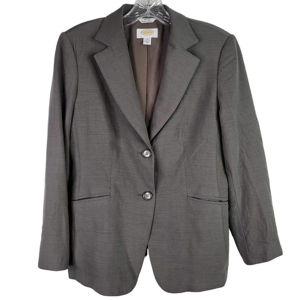 Talbots Womens Blazer Size 4 P Petite Wool Stretch Jacket Gray Button Front - Picture 2 of 9